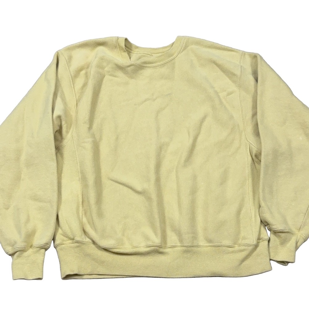 Champion Reverse Weave Crewneck Sweatshirt Men M Yellow Vintage Pullover Logo